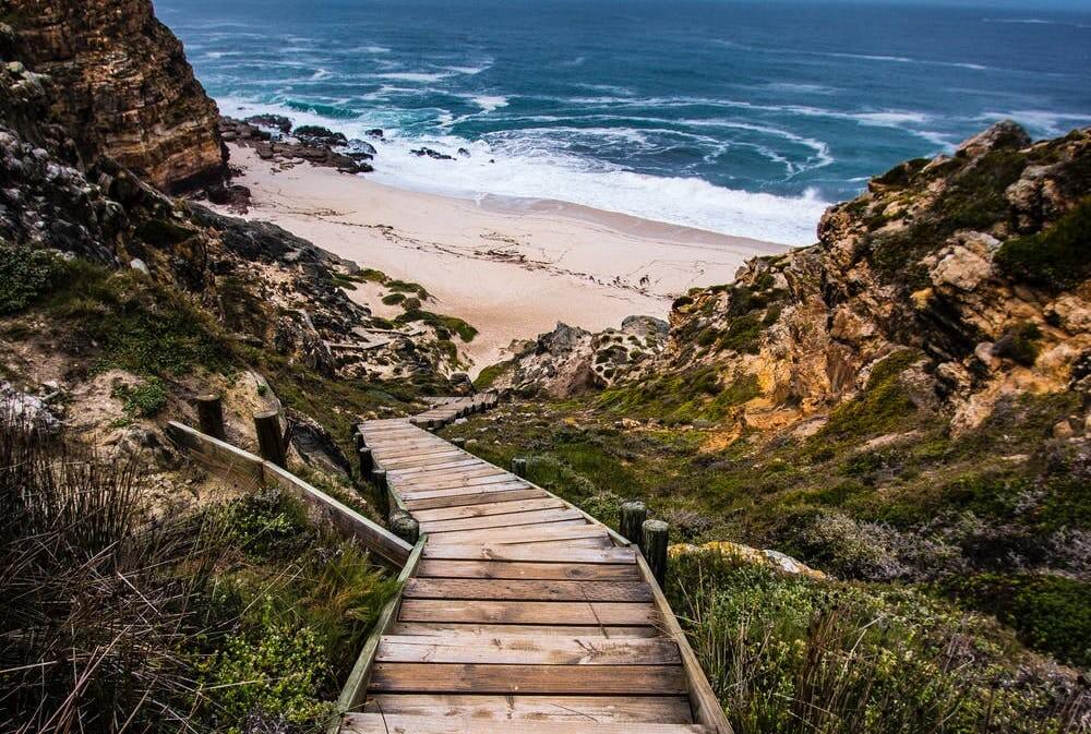 Wooden steps leading down to beach