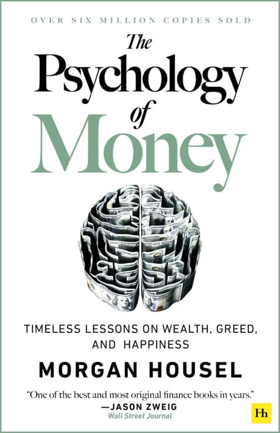 White, green and grey The Psychology of Money book cover