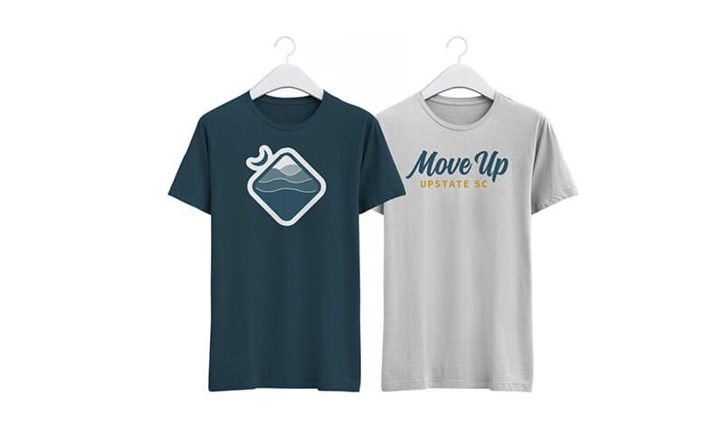 Move-up Upstate SC new logo T-shirt mockup.