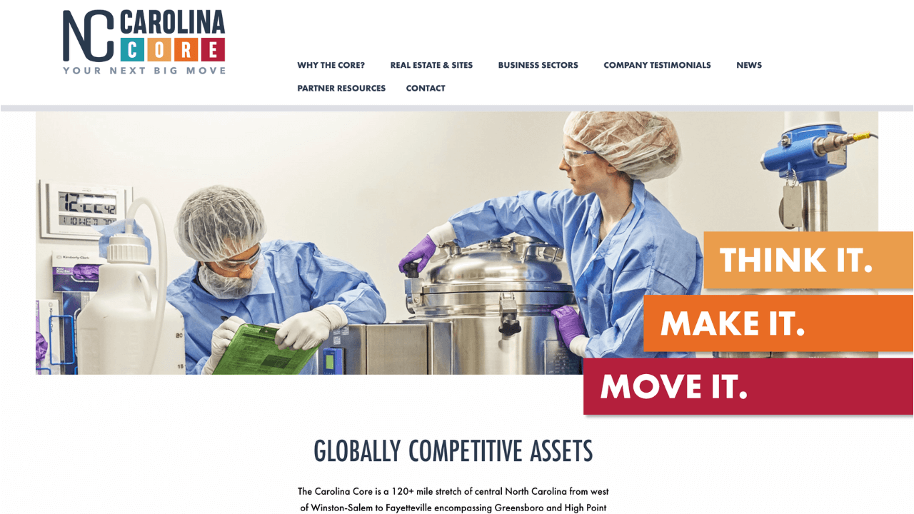 New website homepage design with image of doctor and the words think it, make it, move it.
