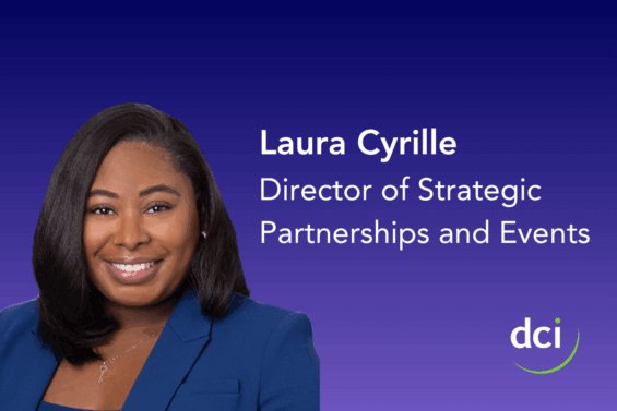 Laura Cyrille promotion graphic in dark blue