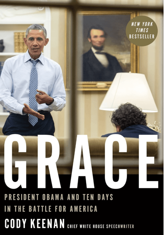 Picture of Obama and Cody Keenan on cover of the book Grace