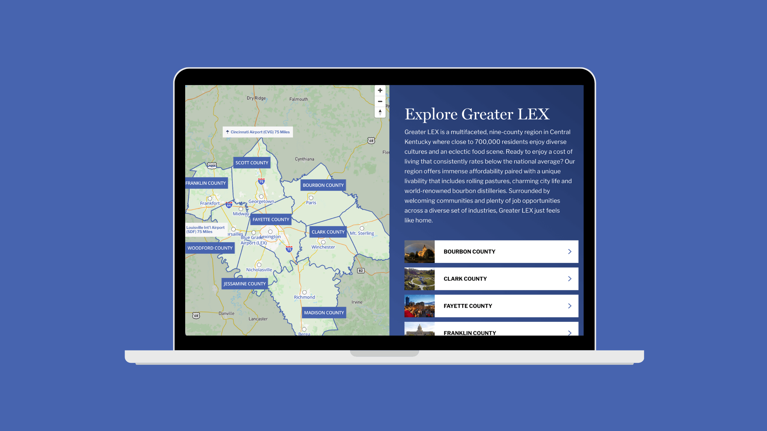 Screenshot of LookatLEX.com interactive map of Greater Lexington, KY