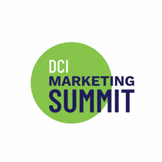 DCI Marketing Summit logo - blue text on green circle