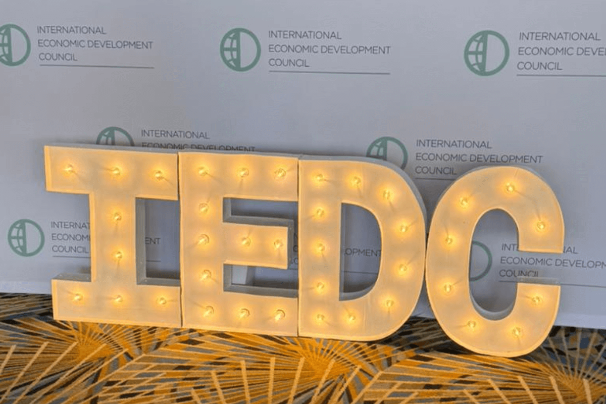 Lighted carboard letters that spell out 