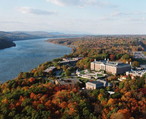Aerial view of The Culinary Institute of America in Hyde Park, New York.